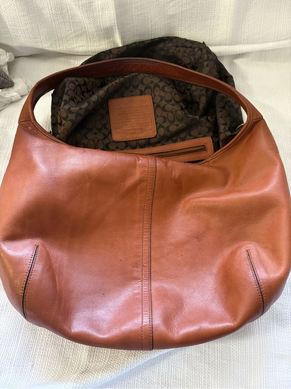 Vintage Coach 9227 British Tan Glove Tanned Leather Large Hobo Shoulder Bag Y2K